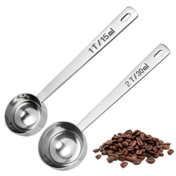 CS-304-02YJ01-U01-S-A2P-S U-Taste Coffee Scoop 1_2 Tablespoon, 4.3in Long Handle Tbsp Measuring Spoon,(1_2Tbsp_15_30ml, Silver)