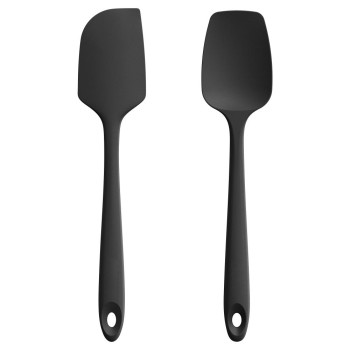 ST-SI-01JL01-A02-A2P-BK U-Taste Silicone Spatula Set, 600ºF Heat Resistant Scraper,Seamless Rubber （2-Pcs_Black）