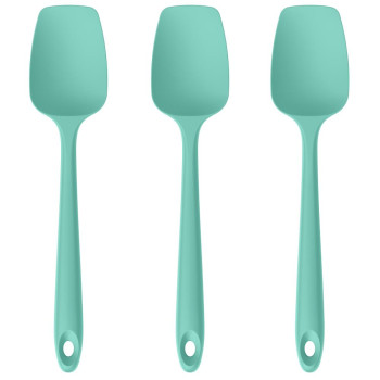SST-SI-01JL01-A02-L-3P-AS U-Taste Silicone Spoon Spatula Set of 3, 600°F High Heat Resistant (Aqua Sky)